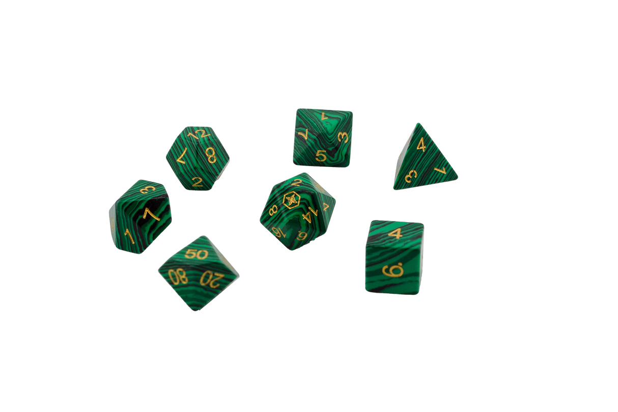 Green Malachite Gemstone Dice Set