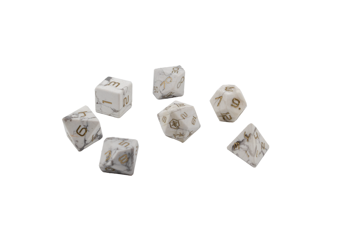 White Howlite Gemstone Dice Set