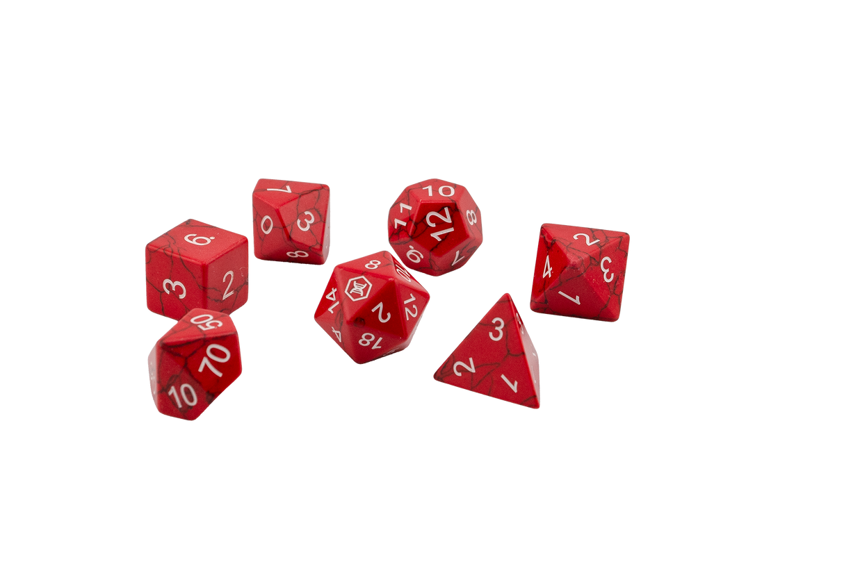 Red Howlite Gemstone Dice Set