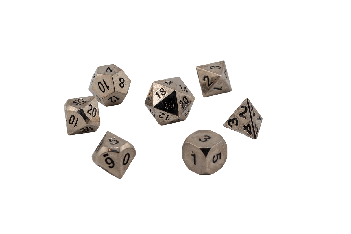 Solid Silver Metal Dice Set